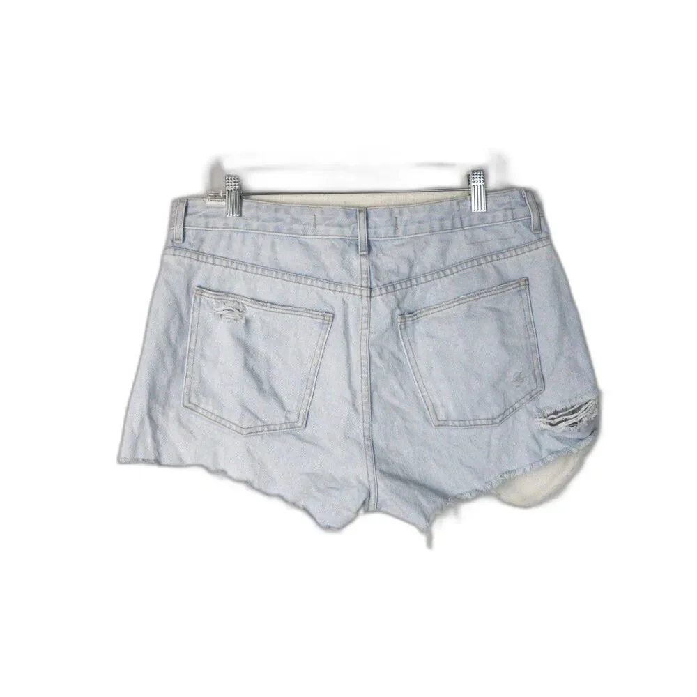 Lovers and Friends Womens Jack High Rise Distressed Light Wash Jean Shorts Sz 31